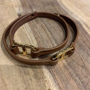 Tory Burch gold brown leather bracelet